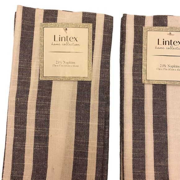 Lintex Home Collection Black and White Striped Cotton Cloth Napkins 2 sets of 2 - Picture 2 of 8